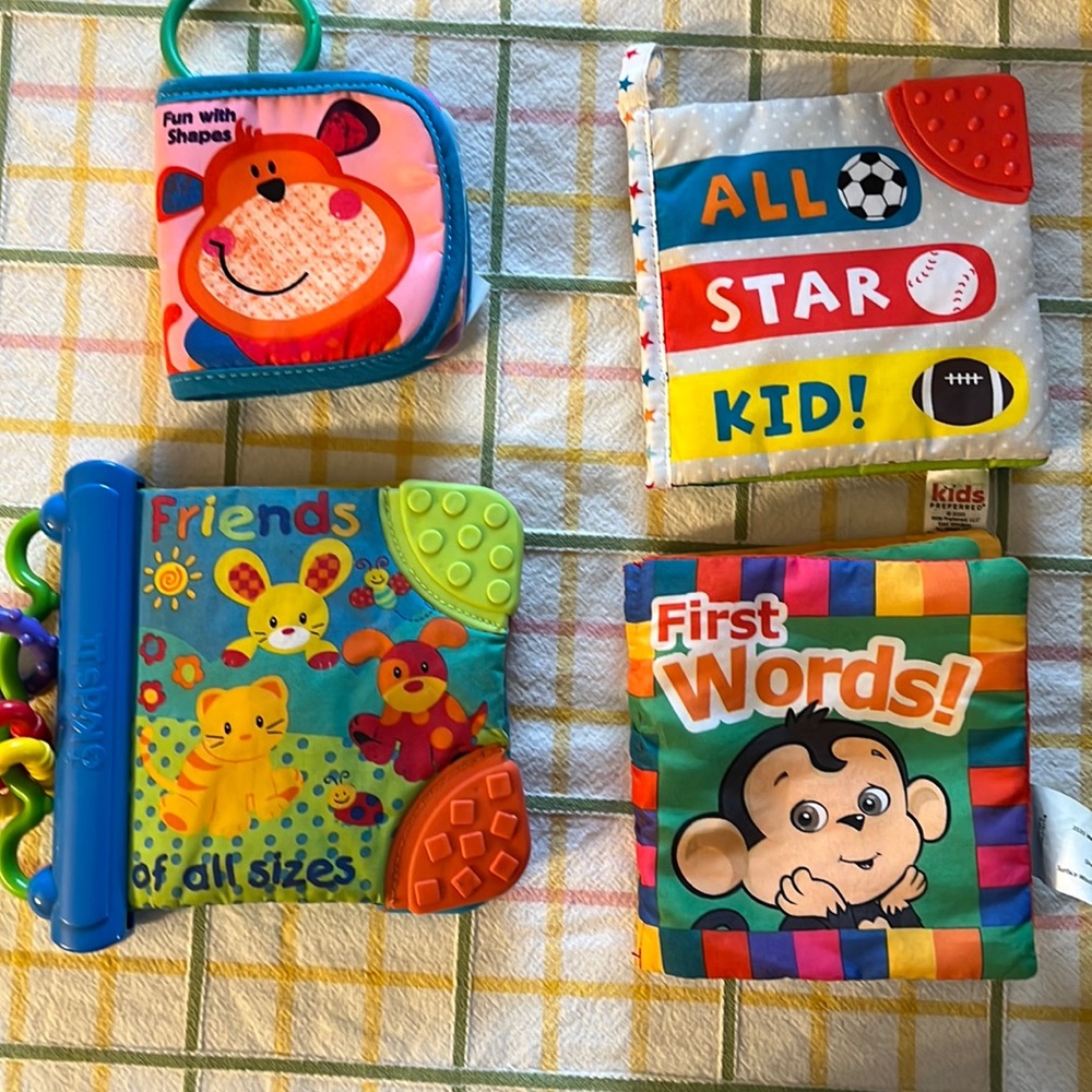 4 infant sensory books, activity books for babies